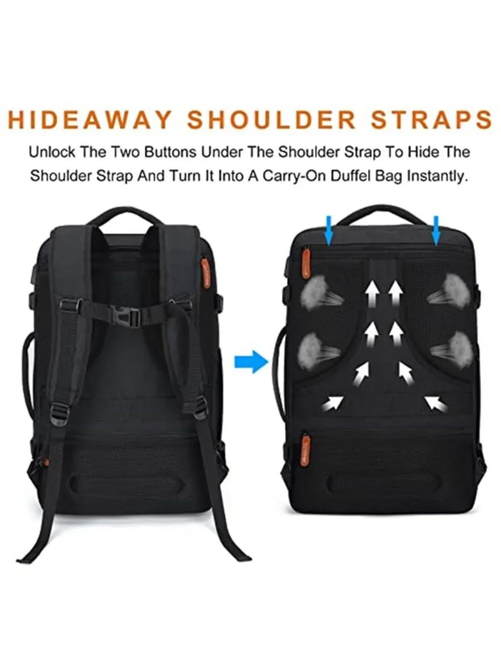 Expandable Travel Backpack 40L Carry On Laptop Weekender With Packing Cubes